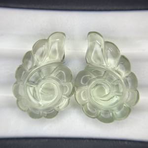 Pierre précieuse sculptée en améthyste verte faite à la main 23x16 MM forme de coquille de mer ovale naturelle pour la fabrication de bijoux - Product Image 2