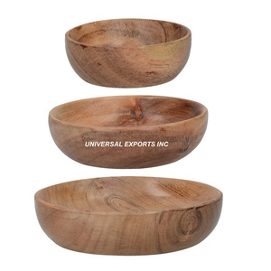 Diseño de pegatinas Cuenco de madera para servir Forma redonda Cuenco de ensalada hecho a mano Clásico Elegante Nuevo Cuenco de chocolate de madera - Product Image 5