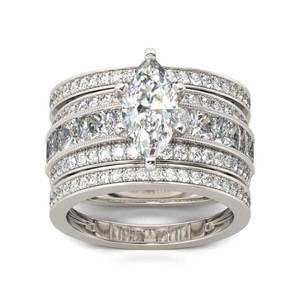 Jeulia 3-teiliges Ringset mit Marquise-Schliff Moissanit & Zirkonia in Vergoldetem Sterling Silber - Product Image 1
