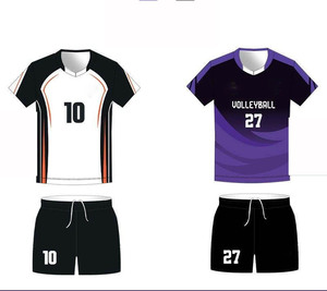 Uniforme de voleibol con estampado por sublimación, tejido transpirable de secado rápido, ideal para entrenamiento deportivo en equipo y partidos profesionales. - Product Image 3