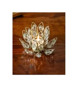 Lotus Design Crystal Candle Holder Small Size Decorative Handmade Classic Stylish Cheap Price Selling Crystal Candle Holder