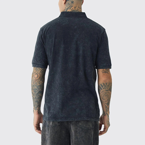 Camiseta Polo de lavado ácido OEM/ODM para hombre, ropa informal de verano holgada, camisa de hombre con logotipo impreso personalizado de algodón 100% - Product Image 3