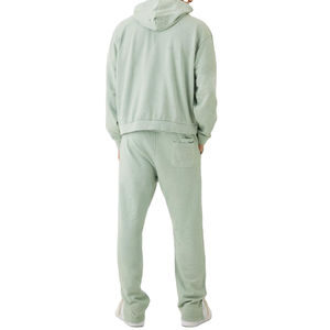 Chándal ajustado de algodón 100% para hombre, Conjunto de sudadera con capucha y Jogger, sudaderas con cremallera, pantalones de chándal, chándal desgastado para hombre - Product Image 3