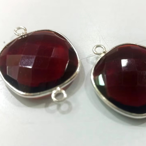 Haute qualité grenat Hydro Quartz Briolette coussin forme lunette connecteur 18mm Double boucle breloques pour la fabrication de bijoux - Product Image 1