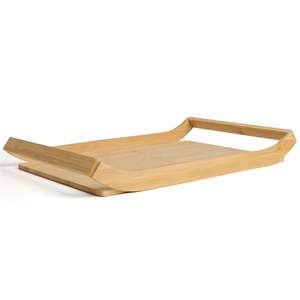 Plateau de service en bambou multifonctionnel moderne à un seul niveau, portable, sur pied, avec poignées, idéal pour la cuisine - Meilleures ventes - Product Image 5