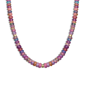 Collar de cuentas finas de Plata de Ley 925 para mujer, Ópalo púrpura Natural, 16 pulgadas, perfecto aniversario o regalo de boda - Product Image 1