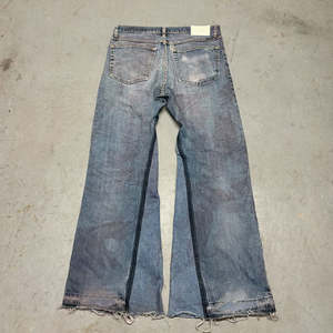 Vintage <b>White</b> Denim High Waist <b>Mens</b> Cargo <b>Pants</b> Stone Wash Patchwork Design Custom Logo Embroidery Streetwear Hip-Hop - Product Image 5