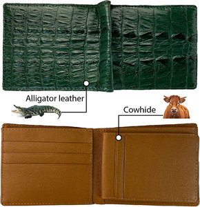 Cartera de piel de cocodrilo auténtica de lujo clásica personalizada, ranuras para tarjetas de identificación, regalo para hombres, carteras plegables cortas personalizadas - Product Image 3