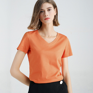Camisetas de cuello en V con estilo premium para mujer Camisetas suaves y cómodas con cuello en V para mujer Camisetas transpirables OEM/ODM Fabricante - Product Image 6
