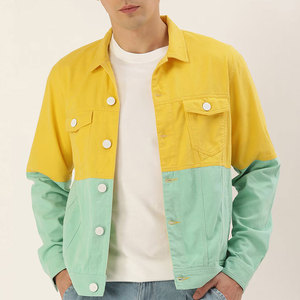 Dernier style de veste en jean avec broderie à bords bruts pour hommes, plus la taille, prix réduit avec col montant pour l'hiver - Product Image 1