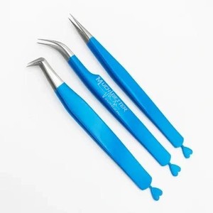 Ensemble de pinces à cils volume à pointe en fibre de marque privée, ensemble de pinces à cils en acier inoxydable pour extension de cils - Product Image 5