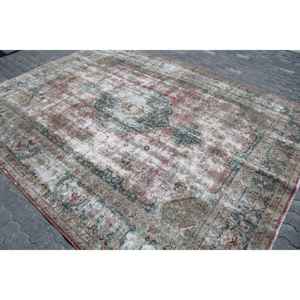 Alfombra Vintage, Alfombra Turca de 7.8x10.2 pies, Alfombra de Lana Roja Abstracta - Product Image 2