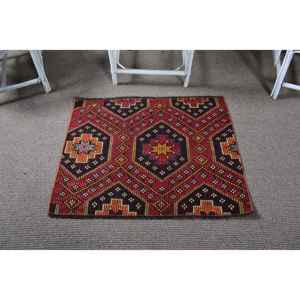 Tapis turc vintage 2,4x3,2 pieds, tapis oriental en laine rouge - Product Image 3
