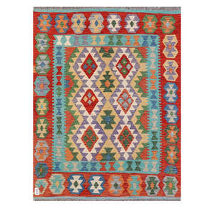 Alfombra Kilim de Maimana, Afganistán, 163 x 124 cm, para Decoración del Hogar - Product Image 1