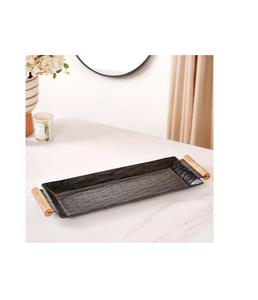 Plateau de service polyvalent en métal avec fonctionnalité polyvalente pour servir des boissons, des desserts et des amuse-gueules assortis - Product Image 1