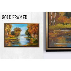 Toile imprimée avec paysage de rivière d'automne : décoration naturelle élégante, 1P Goldframedcanvas - Product Image 1