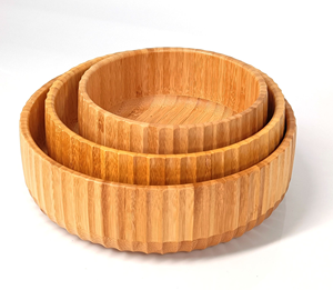 Juego de Tazones de Ensalada de Bambú Pulido Personalizado, Ligeros, Grandes, para Servir Fruta y Comida en la Mesa - Product Image 1