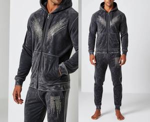 Survêtements déchirés personnalisés à la mode pour hommes Survêtements brodés déchirés Survêtement deux pièces pour l'hiver - Product Image 2