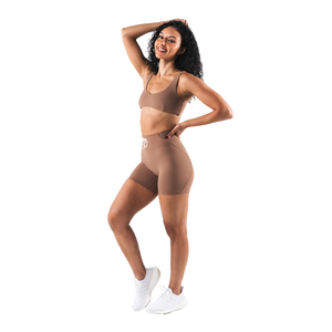 กางเกงขาสั้นเอวสูงสีน้ำตาลสำหรับผู้หญิง ทรงเข้ารูปไร้รอยต่อ เหมาะสำหรับออกกำลังกาย ฟิตเนส โยคะ และการฝึกซ้อม - Product Image 4