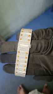 นาฬิกาเพชรโมอิสรูปโครงกระดูกแบบโบราณทำจากสแตนเลสสุดหรู41มม. นาฬิกาควอทซ์สุดหรูสไตล์ฮิปฮอปสุดหรูแก้วอะนาล็อกสีเหลือง - Product Image 6