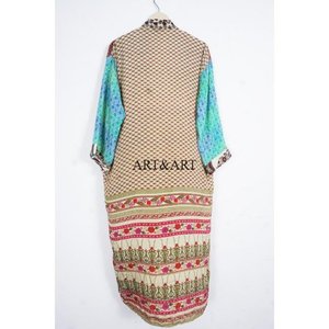 Robe élégante de style occidental en soie, col en V, fermeture à cordon, ceinture à la taille, longueur longue, décontractée, semi-formelle, occasions spéciales - Product Image 5