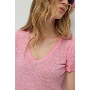 Camiseta básica de lino con cuello en V - Product Image 3