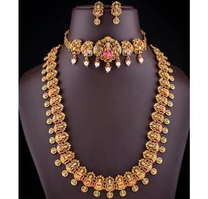 Exclusivo Juego de Collar y Aretes Chapados en Oro de Primera Calidad para Bodas y Festivales, Colección para Mujer - Product Image 1