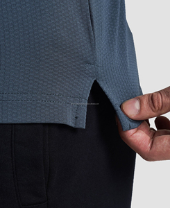 Camisa de punto personalizada para hombre, estilo hip hop, con botones, manga corta, transpirable, 100% poliéster, venta al por mayor, MOQ bajo - Product Image 5