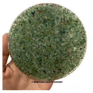 Sous-verres en orgonite Aventurine verte faits à la main nouvel article Protection EMF sous-verres en pierres précieuses de Muntaha Agate - Product Image 1