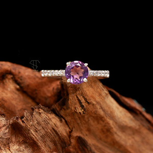 พลอยอเมทิสต์ธรรมชาติรูปไข่925แข็งเงินสเตอร์ลิงแหวนตั้งค่าแหวนเงินเครื่องประดับที่ดีแหวนสีม่วง - Product Image 4