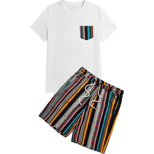 Ensemble décontracté d'été pour homme, 100% polyester, t-shirt à manches courtes et short, ensemble 2 pièces avec impression personnalisée - Product Image 6