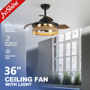 1stshine Ventilateur de plafond invisible 36 pouces Petit abat-jour en cage noir Ventilateur de plafond avec lumière et télécommande - Product Image 2