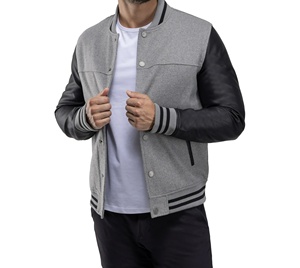 แจ็คเก็ตวาร์ซิตี้ผู้ชายคุณภาพพรีเมียม ดีไซน์ทันสมัย แขนหนังผสมขนแกะ เหมาะสำหรับฤดูหนาว สินค้าขายดีที่สุด - Product Image 1