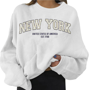 Sweat-shirt oversize décontracté pour femme, en molleton de coton tissé de haute qualité, style universitaire, pour l'hiver – Vente en gros fabricant - Product Image 2