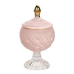 Quemador de incienso de vidrio étnico con tapa portátil con hermosa perilla con acabado dorado que aumenta la belleza del producto - Product Image 1