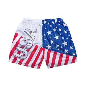 Pantalones cortos de malla con bandera americana personalizada de estilo callejero para hombre, cintura elástica transpirable, tendencia de lujo, impresión sublimada 5,5 - Product Image 2