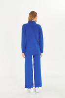 Pull deux pièces tricoté pour femmes et ensemble de tricots de pantalon pull à manches longues taille élastique, ensemble de tricots à jambes larges élégant