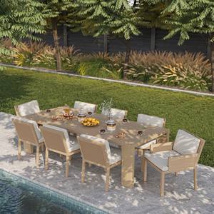 Ensemble de jardin minimaliste en teck massif résistant aux intempéries pour 6 personnes - Product Image 2