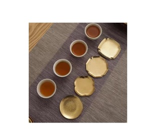 New Hammered Design Copper Coasters Plated Round Shape Tabletop Countertop Accessories With Customized Size & Logo - Product Image 4