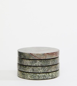 <b>Green</b> Granite Natural Stone <b>Coaster</b> Set Handcrafted Polished Drink <b>Coasters</b> Heat Resistant Table Protection for Home Dining Bar - Product Image 2