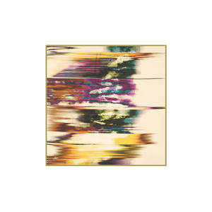 Pañuelo cuadrado de sarga de poliéster beige con estampado abstracto - Product Image 1