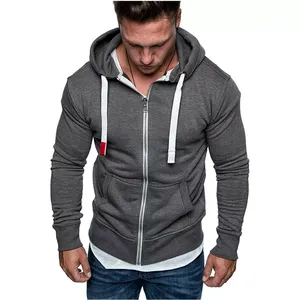 High Quality Unisex 100% Cotton Hoodie Fashion Heavyweight Zipper Hoodie with Solid Pattern Logo Casual Mens Blank Zipper Hoodie - Product Image 4