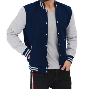 Blouson aviateur confortable et personnalisé pour hommes Blouson aviateur gris Letterman en laine respirant pour hommes avec poches à des prix abordables - Product Image 4