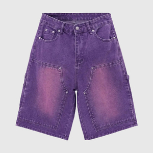 Baggy en jean personnalisé de haute qualité vintage délavé au soleil Short personnalisé en jean couleur unie Streetwear pour hommes Short en jean cargo - Product Image 2
