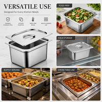 Ensemble de plateaux de buffet de style européen en acier inoxydable, bacs Gastronorme multi-tailles GN 1/6 200 mm, contenants alimentaires pour restaurant