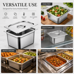 Set di Vassoi per Buffet Stile Europeo in Acciaio Inox, Contenitori Geostronome Multi-Misura <span class=keywords><strong>GN</strong></span> <span class=keywords><strong>1</strong></span>/6 200 mm per Ristoranti - Product Image 5