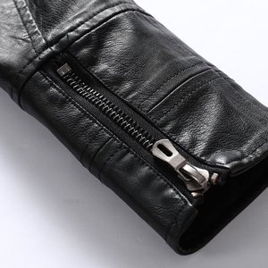 Blouson bombardier moto en faux cuir pour hommes, col montant, polaire, coupe-vent, léger, manteaux de course, vêtements d'extérieur, rouge - Product Image 3