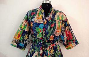 Hecho a mano algodón acolchado Frida Khalo inspirado bata invierno playa desgaste casa abrigo regalo para damas de honor ella directo del fabricante - Product Image 2