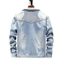 Veste en jean épaisse pour homme avec doublure en sherpa, col rabattable, veste en jean bleu d'hiver, coupe régulière, coupe-vent