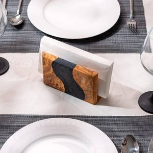 Servilletero de diseño artesanal en madera y resina, elegante decoración de mesa, soporte artístico para pañuelos para cenas de lujo - Product Image 3